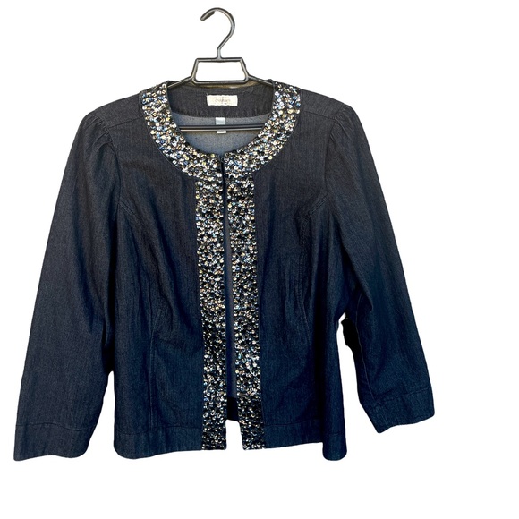 Dress Barn Jackets & Coats Dressbarn Black Sequin Trimmed Open